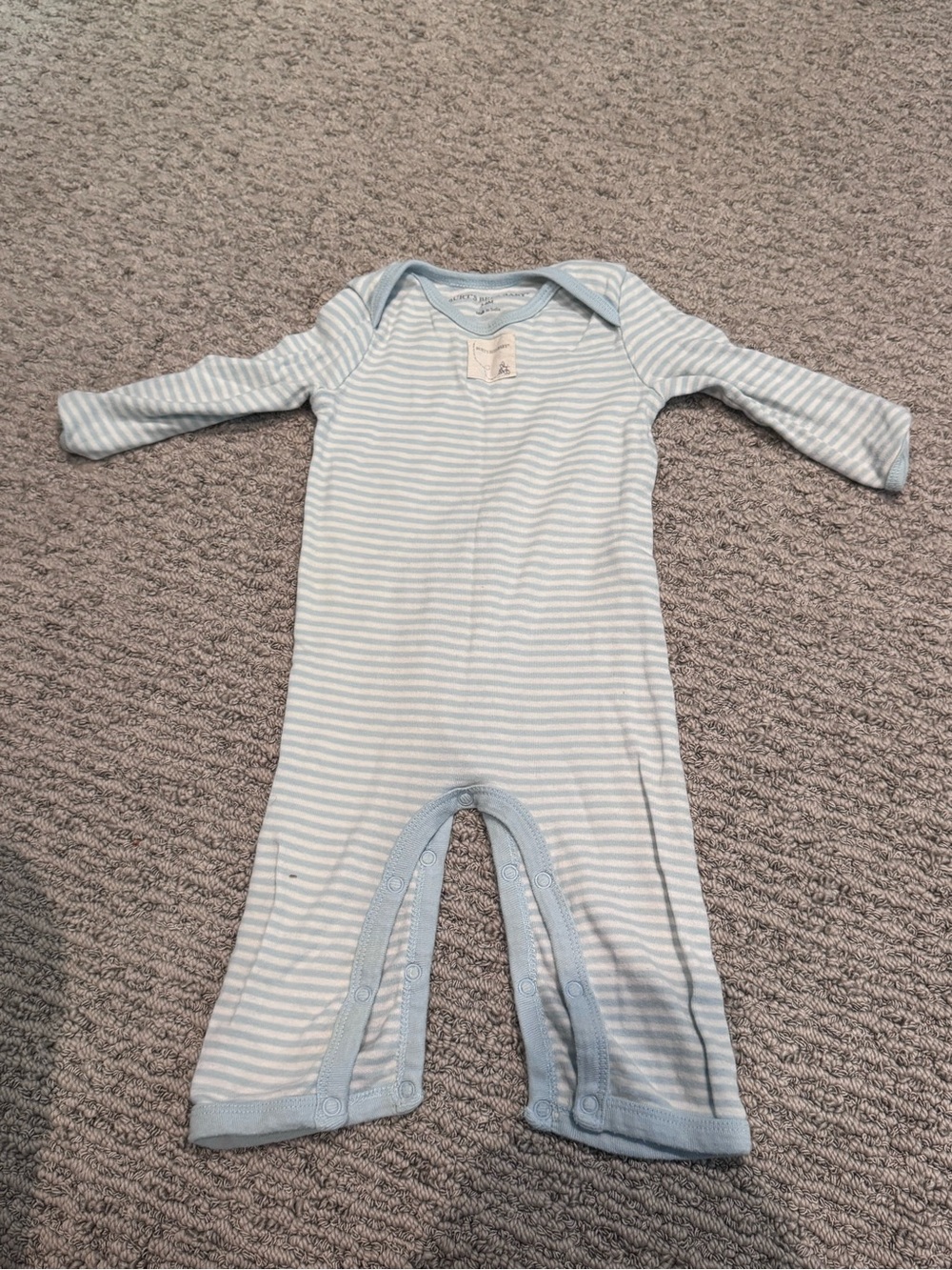 Burt’s Bees Baby Blue & White Striped Romper – 3-6 Months